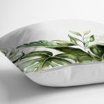 Yeşil Tropik Yaprak Motifli Dijital Baskılı Dekoratif Yastık Kırlent Kılıfı Realhomes