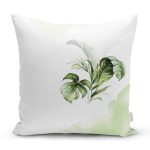 Yeşil Tropik Yaprak Motifli Dijital Baskılı Dekoratif Yastık Kırlent Kılıfı Realhomes