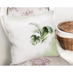 Yeşil Tropik Yaprak Motifli Dijital Baskılı Dekoratif Yastık Kırlent Kılıfı Realhomes