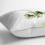 Yeşil Tropik Yaprak Motifli Dijital Baskılı Dekoratif Yastık Kırlent Kılıfı Realhomes