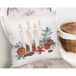 - Rh-K10062-Gorsel2 - Realhomes  Çam Yapraklı Mum Tasarımlı Dijital Baskılı Modern Yastık Kırlent Kılıfı Realhomes