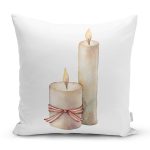 Özel Tasarım Mum Motifli Dijital Baskılı Dekoratif Yastık Kırlent Kılıfı Realhomes