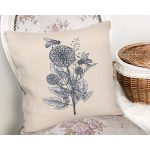 Krem Zemin Karakalem Çizimli Dijital Baskılı Dekoratif Yastık Kırlent Kılıfı Realhomes