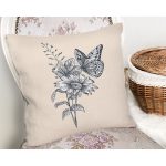 - Rh-K10066-Gorsel2 - Realhomes  Krem Zemin Karakalem Çizimli Dijital Baskılı Modern Yastık Kırlent Kılıfı Realhomes