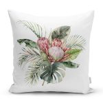 Tropik Yaprak Tasarımlı Dijital Baskılı Dekoratif Yastık Kırlent Kılıfı Realhomes