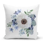- Rh-K10072-Gorsel1 - Realhomes Beyaz Gül Tasarımlı Dijital Baskılı Modern Yastık Kırlent Kılıfı Realhomes