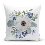 - Rh-K10073-Gorsel1 - Realhomes  Beyaz Gül Tasarımlı Dijital Baskılı Dekoratif Yastık Kırlent Kılıfı Realhomes