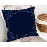 Lacivert Zeminli Çiçek Çerçeveli Dijital Baskılı Dekoratif Yastık Kırlent Kılıfı Realhomes