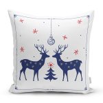 Mery Christmas Geyik Tasarımlı Dijital Baskılı Dekoratif Yastık Kırlent Kılıfı Realhomes
