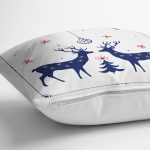 Mery Christmas Geyik Tasarımlı Dijital Baskılı Dekoratif Yastık Kırlent Kılıfı Realhomes