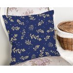Lacivert Zeminli Yaprak Motifli Dijital Baskılı Modern Yastık Kırlent Kılıfı Realhomes