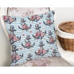 Mavi Çizgili Çapa Tasarımlı Dijital Baskılı Dekoratif Yastık Kırlent Kılıfı Realhomes