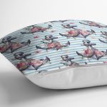 Mavi Çizgili Çapa Tasarımlı Dijital Baskılı Dekoratif Yastık Kırlent Kılıfı Realhomes