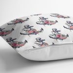 Beyaz Zemin Çapa Motifli Dijital Baskılı Modern Yastık Kırlent Kılıfı Realhomes