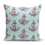 - Rh-K10081-Gorsel1 - Realhomes  Mint Yeşili Zemin Çapa Tasarımlı Dijital Baskılı Dekoratif Yastık Kırlent Kılıfı Realhomes