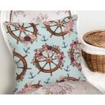 Mint Yeşili Zeminli Dümen Tasarımlı Dijital Baskılı Dekoratif Yastık Kırlent Kılıfı Realhomes