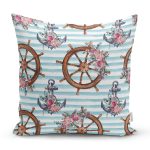 - Rh-K10086-Gorsel1 - Realhomes Mavi Çizgili Çapa & Dümen Motifli Dijital Baskılı Modern Yastık Kırlent Kılıfı Realhomes