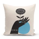 Sanatsal Yeşeren Çiçek Tasarımlı Dijital Baskılı Dekoratif Yastık Kırlent Kılıfı Realhomes