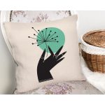 Sanatsal Yeşeren Çiçek Tasarımlı Dijital Baskılı Modern Yastık Kırlent Kılıfı Realhomes