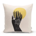 Sanatsal Yeşeren Çiçek Tasarımlı Dijital Baskılı Modern Yastık Kırlent Kılıfı Realhomes