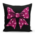 Siyah Zemin Pembe Kurdale Tasarımlı Dijital Baskılı Dekoratif Yastık Kırlent Kılıfı Realhomes