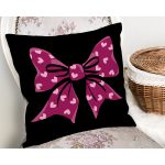 Siyah Zemin Pembe Kurdale Tasarımlı Dijital Baskılı Dekoratif Yastık Kırlent Kılıfı Realhomes