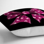 Siyah Zemin Pembe Kurdale Tasarımlı Dijital Baskılı Dekoratif Yastık Kırlent Kılıfı Realhomes