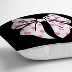 - Rh-K10098-Gorsel3 - Realhomes  Siyah Zemin Pembe Puantiyeli Kurdale Tasarımlı Dijital Baskılı Modern Yastık Kırlent Kılıfı Realhomes