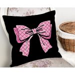 - Rh-K10099-Gorsel2 - Realhomes Siyah Zemin Pembe Kurdale Tasarımlı Dijital Baskılı Dekoratif Yastık Kırlent Kılıfı Realhomes