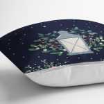 Lacivert Zeminli Özel Tasarımlı Dijital Baskılı Dekoratif Yastık Kırlent Kılıfı Realhomes