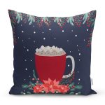 - Rh-K10102-Gorsel1 - Realhomes Lacivert Zemin Kırmızı Bardak Desenli Dijital Baskılı Modern Yastık Kırlent Kılıfı Realhomes