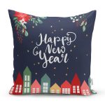 - Rh-K10103-Gorsel1 - Realhomes  Happy New Year Tasarımlı Dijital Baskılı Dekoratif Yastık Kırlent Kılıfı Realhomes