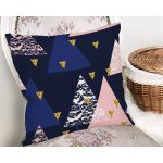 Lacivert Zemin Geometrik Üçgen Tasarımlı Dijital Baskılı Dekoratif Yastık Kırlent Kılıfı Realhomes