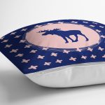 - Rh-K10109-Gorsel3 - Realhomes  Lacivert Zemin Geyik Tasarımlı Dijital Baskılı Dekoratif Yastık Kırlent Kılıfı Realhomes