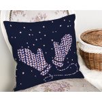 Koyu Lacivert Zemin Eldiven Tasarımlı Dijital Baskılı Dekoratif Yastık Kırlent Kılıfı Realhomes