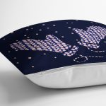 Koyu Lacivert Zemin Eldiven Tasarımlı Dijital Baskılı Dekoratif Yastık Kırlent Kılıfı Realhomes