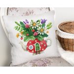 Şirin Çaydanlık Vazo Tasarımlı Dijital Baskılı Modern Yastık Kırlent Kılıfı Realhomes