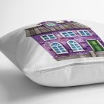 - Rh-K10116-Gorsel3 - Realhomes Minyatür Mor Ev Çizimli Dijital Baskılı Modern Yastık Kırlent Kılıfı Realhomes