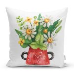 Pastel Rengarenk Çiçek Tasarımlı Dijital Baskılı Dekoratif Yastık Kırlent Kılıfı Realhomes