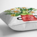 Pastel Rengarenk Çiçek Tasarımlı Dijital Baskılı Dekoratif Yastık Kırlent Kılıfı Realhomes