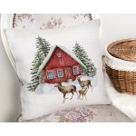 - Rh-K10122-Gorsel2 - Realhomes  Kış Temalı Geyik ve Bağ Evi Motifli Dijital Baskılı Modern Yastık Kırlent Kılıfı Realhomes
