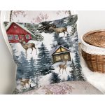 - Rh-K10123-Gorsel2 - Realhomes Bağ Evi Tasarımlı Kış Temalı Dijital Baskılı Dekoratif Yastık Kırlent Kılıfı Realhomes