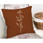 Kahve Zemin Minimalist Çizimli Dijital Baskılı Modern Yastık Kırlent Kılıfı Realhomes