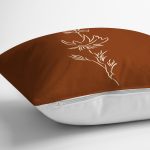 Kahve Zemin Minimalist Çizimli Dijital Baskılı Modern Yastık Kırlent Kılıfı Realhomes