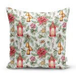 - Rh-K10133-Gorsel1 - Realhomes  Şamdan Tasarımlı Yılbaşı Konseptli Dijital Baskılı Dekoratif Yastık Kırlent Kılıfı Realhomes