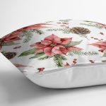 Kırmızı Gül & Kozalak Tasarımlı Dijital Baskılı Modern Yastık Kırlent Kılıfı Realhomes