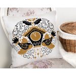 - Rh-K10135-Gorsel2 - Realhomes  Çini Çizimli Guguklu Saat Motifli Dijital Baskılı Dekoratif Yastık Kırlent Kılıfı Realhomes