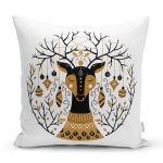 Sevimli Geyik Motifli Dijital Baskılı Modern Yastık Kırlent Kılıfı Realhomes