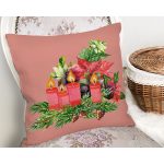 Pembe Zemin Çam Yapraklı Mum Tasarımlı Dijital Baskılı Modern Yastık Kırlent Kılıfı Realhomes