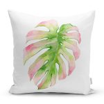- Rh-K10154-Gorsel1 - Realhomes Egzotik Yaprak Tasarımlı Dijital Baskılı Modern Yastık Kırlent Kılıfı Realhomes